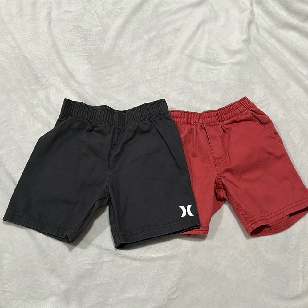 Hurley Kids Black and Red Elastic-Waist Shorts Set